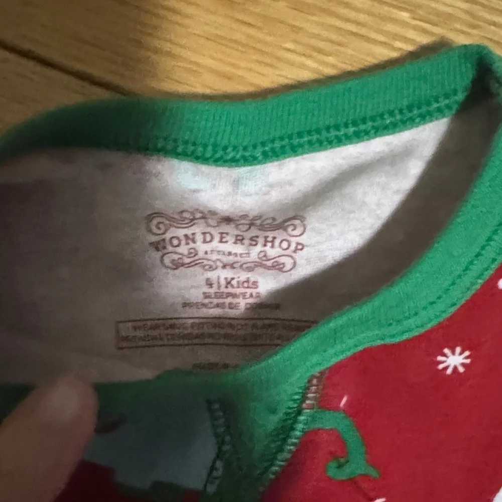 Red Dinosaur Christmas Pajama Set with Green Accents